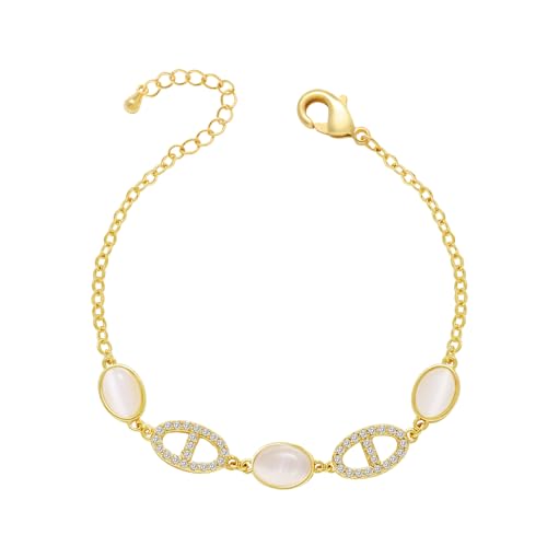 Dainty 14k Gold/Silver Plated Chain Link Bracelets for Women - Main Image