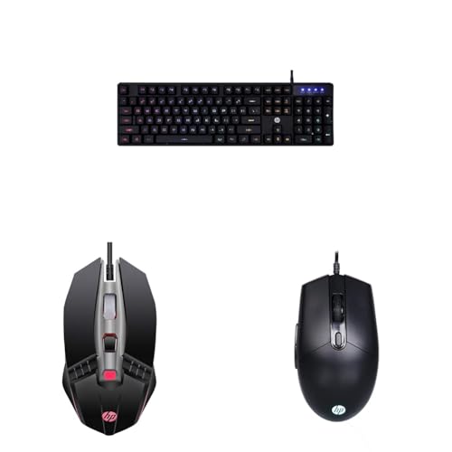 Image of HP K300 Backlit Membrane Wired Gaming Keyboard(4QM95AA) & M270 Backlit USB Wired Gaming Mouse (7ZZ87AA) & M260 RGB Backlighting USB Wired Gaming Mouse (7ZZ81AA),Black