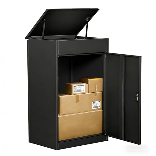 Paketbox Briefkasten mit Paketfach Paketbox Draussen Groß XXL Diebstahlgeschützter Paketbriefkasten Standbriefkasten mit Code-Schloss, wandmontiert wasserdicht für Veranda/Garten (33\"(85CM))