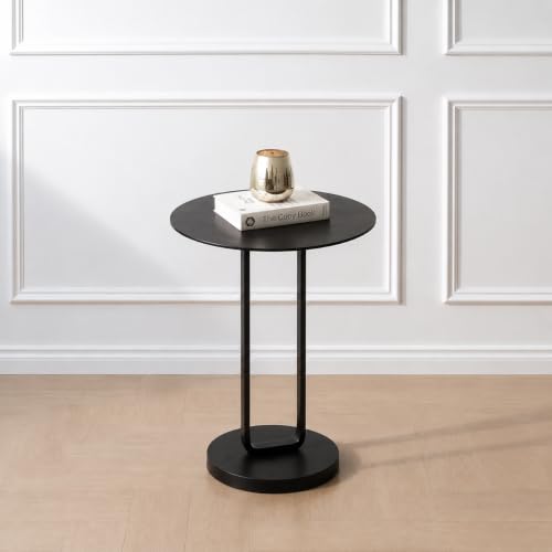 Image of Decor de Maison Brings Handcrafted Irwin'S Obsidian Table in Metal | Bed & Sofa Side Tables |End Table for Living Room, Bedroom, Office, Home Decor, Coffee Table (24 in Height) (Full Black)