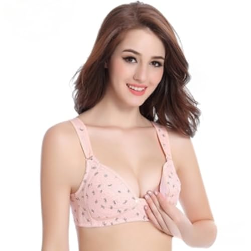 Image of MOMISY Women's Lightly Padded Maternity Nursing Bra Wire Free Cotton Wide Strap Front Button Closure Breastfeeding Pregnancy