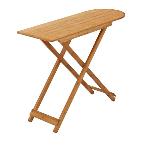 Image of Foldable Wooden Study Table for Home & Office, Portable Laptop Desk, Space Saving Folding Computer Table for Bedroom, Living Room Natural Wood Finish.