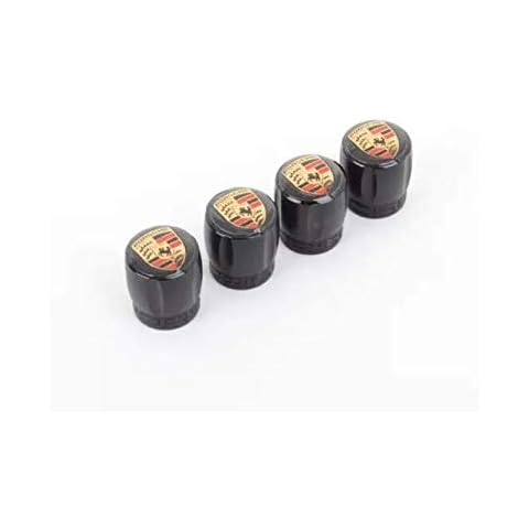 Porsche Black Aluminum Valve Stem Caps for Passenger Cars Cover