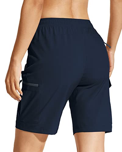 Capol Women's Hiking Cargo Shorts 8.5" Quick Dry Summer Shorts Lightweight For Golf Travel Athletic With Zipper Pockets Navy 3Xl #TOP1