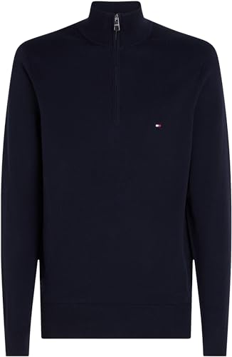 Pull Zipper Essential Cotton Mock Tommy Hilfiger en Maille de Coton Premium