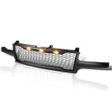 SPEC-D TUNING Matte Black Mesh Grille w/LED Lamps Compatible with 1999-2002 Chevy Silverado 1500