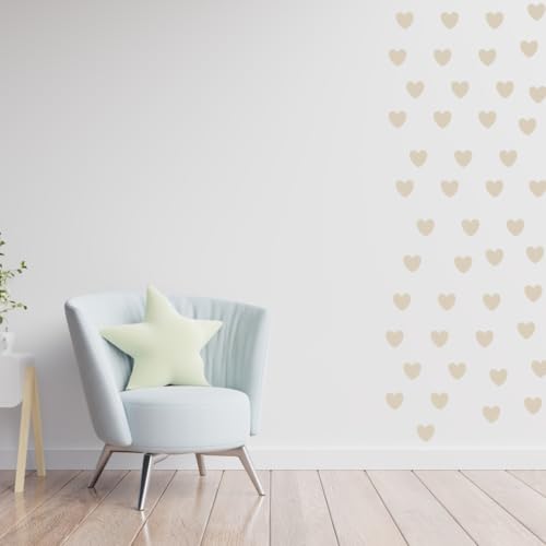 Image of Pastel Color Heart Sticker for Scrapbook or for Wall Decoration, Nursery Decor, Home Decor (Brown)