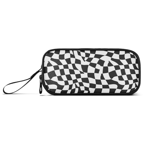 Image of Wfrish Large Pencil Case,Black White Checkered Big Capacity Pencil Pouch 3 Compartments,Zipper Pencil Box, Back to School Supplies for Teen Girls Boy Student College Adults,Travel Essentials