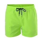 Generisch Badeshorts Herren Kurz Retro Badehose Trunk Bermuda Shorts Schnelltrocknend Neon Sportshorts mit Taschen Leichte Schwimmhose Sommer Freizeithose Strandhose