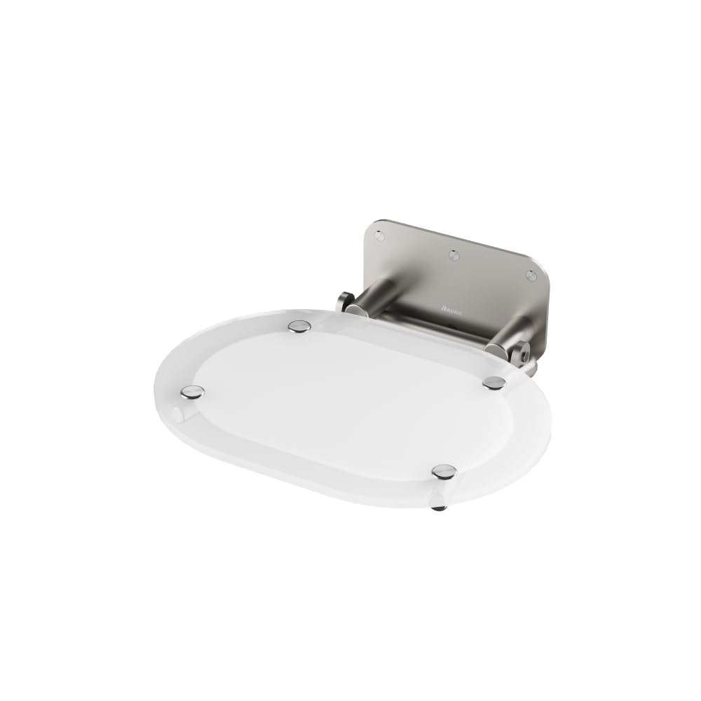Sedia pieghevole per doccia, montaggio a parete, sedile per doccia, montaggio a parete, montaggio a parete, design sedile doccia, cromato, RAVAK (cromo trasparente/acciaio inossidabile)