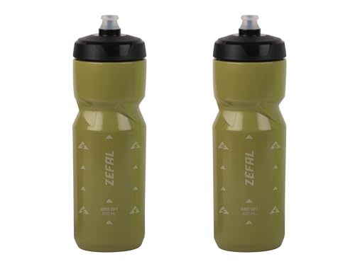 ZEFAL Pack Sense Soft 80 - Lote de 2 bidones para bicicleta y MTB, botella deportiva flexible e inodora, botella de agua sin BPA - Tetina de silicona - Verde Oliva, 2 x 800ml