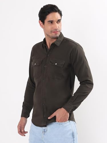 Image of Premium Men Plain Shirt Full Sleeve | Button Down Collar RFD Lightweight Fabric | Regular Fit Casual Wear Shirt with Double Pocket Design