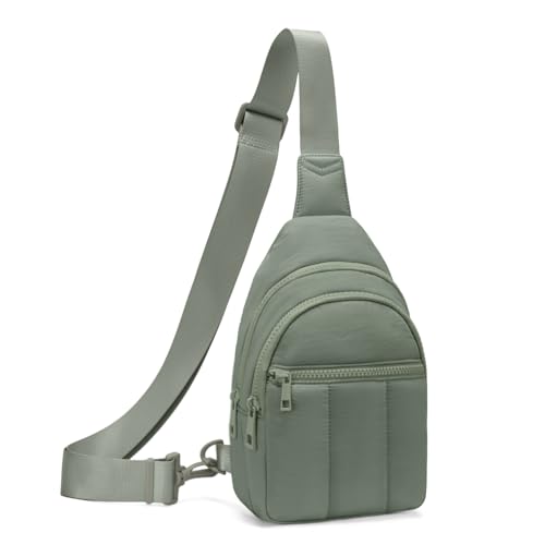 Image of Viverte Quilted Puffer Crossbody Bags for Women Small Puffy Sling Bag Lightweight Cross Body Bubble Purse Shoulder Bag for Travel (Bean Green)