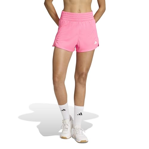 adidas Women's Pacer Essentials Knit High-Rise Shorts, Lucid Pink/White, Large/5" by adidas - Used condition - US$18.63