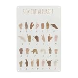 Vintage Tin Sign Asl American Sign Language Alphabet Educational S Abc Playroom Wall Art Boho Classroom Decor Homeschool S Art 8x12 Inch Cafe School Decoration
