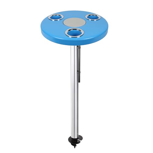 Manufacturers' Select ITC Beach Table with 47” Sand Bar, Auger Post for Beach, Yard, Campground, Glamping, for Seated Use in or Out of The Water - Aqua Blue Table