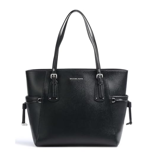 Michael Kors Voyager Crossgrain Leather Tote - Borse Donna, Nero (Black), 15.8x27.9x37.4 cm (B x H T)