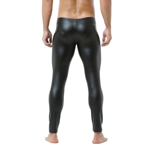 DTODWW Men's Faux Leather Activewear Leggings Slim Fit Tight Pants Long PU Pants Clubwear3