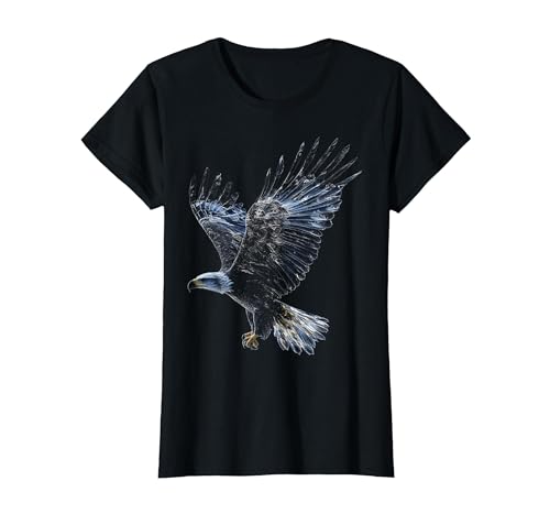 Eagle Bird Graphic Animal Art Eagle T-Shirt, Women, Black, Large