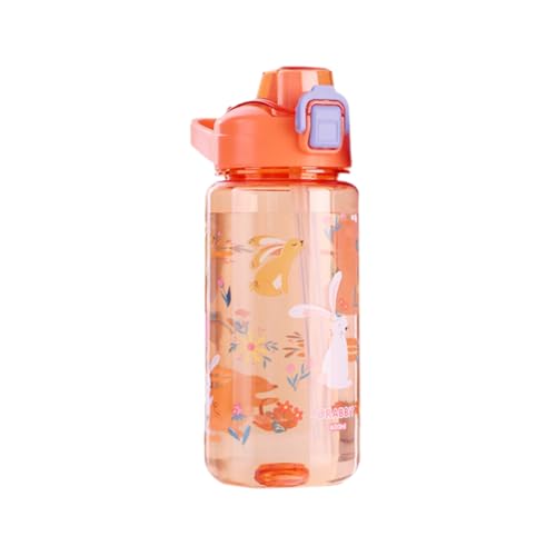 Sigdio Borraccia Bambini, 600ml con Cannuccia, Bottiglia Bambini, Senza BPA, a Prova di perdite, Ideale per Scuola, Casa e attività all'aperto (Giallo, 600ml)