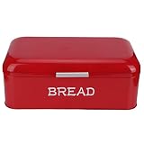 Emoshayoga Metall Brotkasten Rot Europäische Stil Küche Aufbewahrungsbox Flachdeckel Aufbewahrungsbox Mülleimer Brot Aufbewahrungsbox Küchentheke Bäckerei Aufbewahrungsbehälter