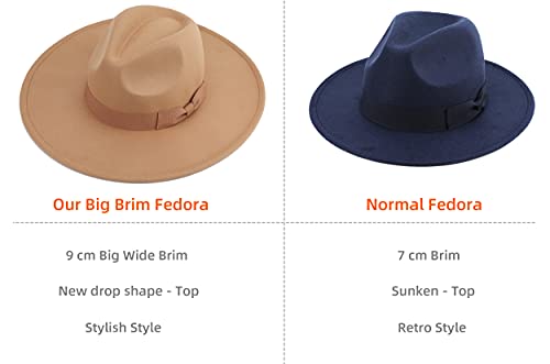 Pro Celia Big Wide Brim Women Fedora Hat (Rice) #TOP3