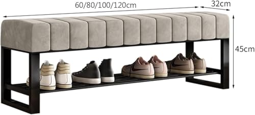 Banc de rangement à chaussures en velours assise noire 80cm