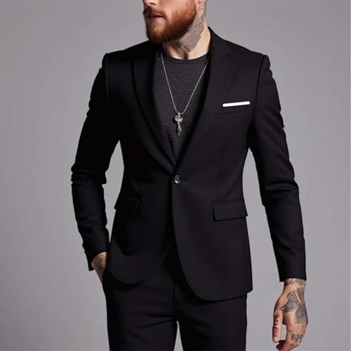 Men's Lapel Blazers Business Long Sleeve One Button Dress Coats Plus Size Casual Suit Jackets Wedding Concert Wear2