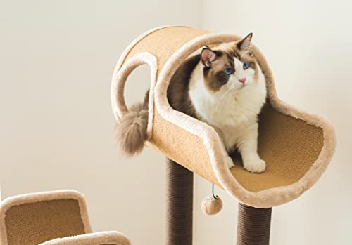 Catry Cat Tree-Complex Tower And Condo With Cat Scratching Post, And Playful Toys Invariably Allure Kitten To Stay Around This Sturdy And Easy To Assemble Cat Furniture #TOP4