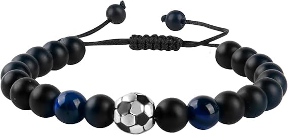Sohn Armband aus Naturstein Geschenk, Teenager Fussball Armband,...