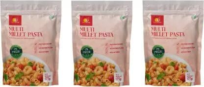 Orgabliss Multi Millet - No MSG | No Preservatives | High Fibre and Protein Macaroni Pasta (Pack of 3, 525 g) With 100% Natural Pure Pasta Noodles