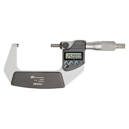 Mitutoyo 293-342-30 Digimatic Outside Micrometer, 2-3"/50.8-76.2 mm, 0.00005"/0.001 mm with Standard Ratchet Stop