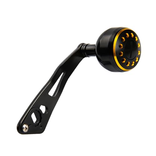 KOVNISE 1 Mango de Carrete de Pesca de aleación de Aluminio, Carrete Ligero de Perfil bajo, Mango de Potencia Negro y Dorado, Agujero de Montaje de 0.3 x 0.2 Pulgadas, para Piezas de reparación de
