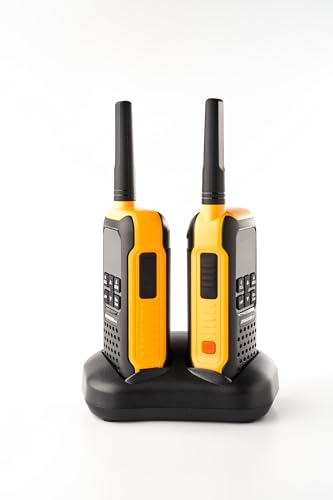 Dynascan - Pareja de Walkie Talkies PMR-446 Sumergibles, Dynascan F-15 | con Microauriculares Incluidos | 16 Canales | VOX | Doble Escucha | en Color Amarillo y Negro
