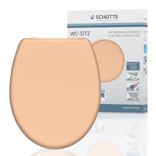 SCHÜTTE - Beige - 82305 - Abattant WC en Duroplast avec système d'abaissement automatique et fonction détachable, compatible avec la majorité des cuvettes...