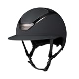 KASK Star Lady Chrome Pure Shine Reithelm mit breitem Schirm, Merinowolle Innenpolster, Belüftung und Kunstleder Kinnriemen, Damen & Herren (Chrome Anthrazit, 57)