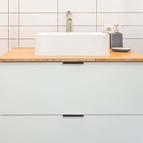 Image of 6 Pack Finger Pulls for Cabinets - 102mm /4in Hole Center Black Handles | 128mm /5 inch Overall Length, Edge Pulls, Concealed Tab Kitchen Drawers Pulls, Easy Install, Screws Included, Rust-Resistant