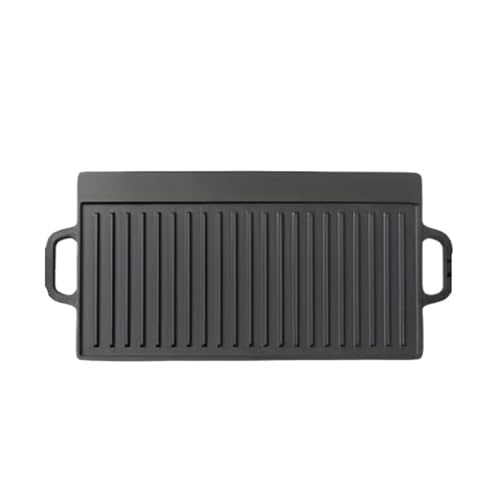 Compatible for Cast Iron Baking Tray Pan Non-Stick Grill Griddle Ridged and Flat Double Sided Cooking(40cm x 20cm x 1.5cm)