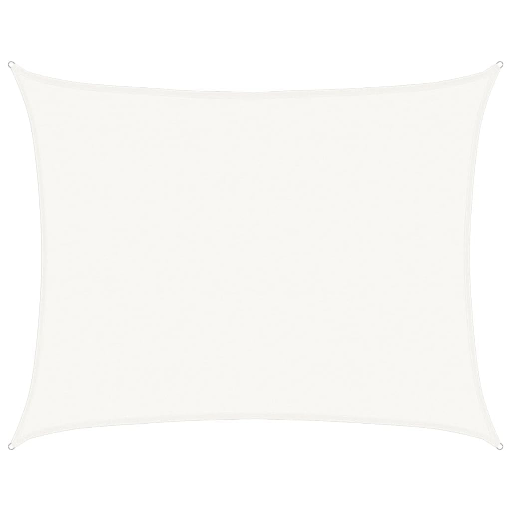 Voile d'ombrage rectangulaire blanc 6x7 m en HDPE 160 g/m² avec cordes et fixations en acier