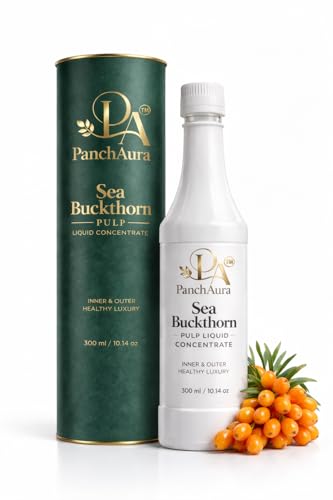 Image of PanchAura Himalayan Sea Buckthorn Pulp 300 ML | Cold Pressed from Ladakh Berries | Natural Vitamin C, Omega 3-6-7-9 & Antioxidants | Supports Immunity, Skin Glow & Gut Health