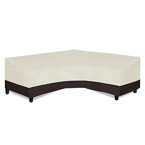 Image of Easy-Going Patio V-Shaped Sectional Sofa Cover, Waterproof Outdoor Sectional Cover, Heavy Duty Garden Furniture Cover with Air Vent 118 inch L (on Each Side) x 33.5 inch D x 31 inch H, Beige /Dark Brown