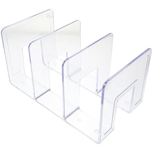 Baluue Soporte para Libros Transparente Acrílico Multiuso con Base Estable Organizador de Escritorio y Oficina Estantería de Tres Compartimentos para Libros y Archivos
