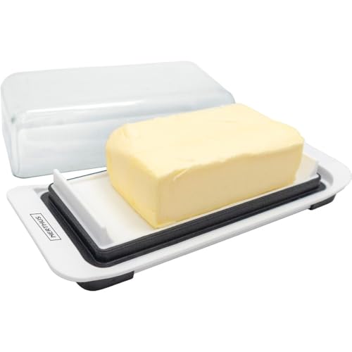 Nerthus FIH 1364 mantequera con tapa transparente base antideslizante conservar mantequilla en cocina y mesa