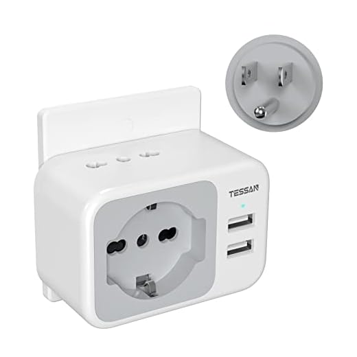 TESSAN Adattatore Presa Americana con 2 USB, Adattatore USA con 2 Prese IT e 1 Presa Schuko, Presa Americana Adattatore Italiana per America, Canada, Messico, Thailandia ecc, Spina Tipo B