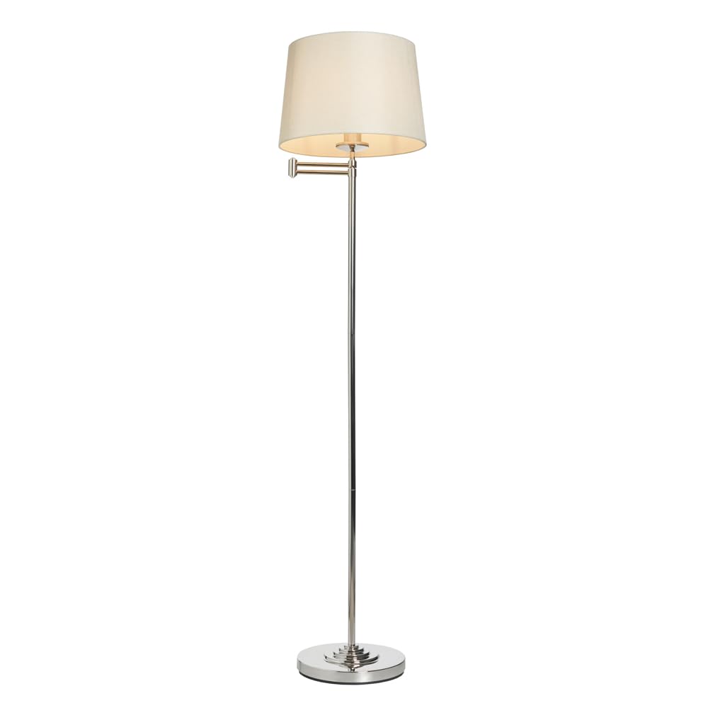 LITECRAFT Saffron Swing Arm Lamps with Tapered Ivory Shade in Polished Nickel - (Floor Lamp)