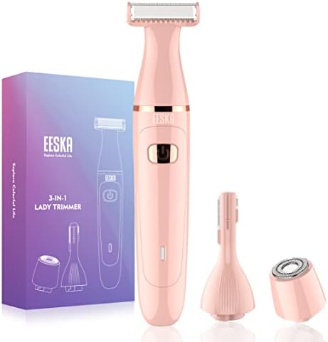 Electric Shaver for Women, EESKA 3-in-1 Electric Razor for Women Painless Bikini Trimmer, Women Hair Trimmer Body Hair Removal for Legs, Arms Bikini, IPX7 Waterproof Wet & Dry Use, Type C USB Recharge