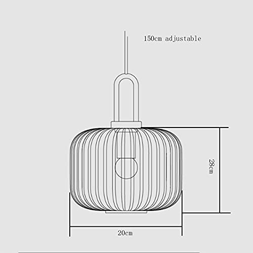 Luz de colgante de vidrio de rayas transparente E27 lámpara de techo ajustable 3