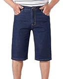 Maiyifu-GJ Men's Casual Baggy Jean Shorts Summer Loose Hip Hop Denim Shorts Fashion Lightweight Long Denim Short Pants (Dark Blue,48)