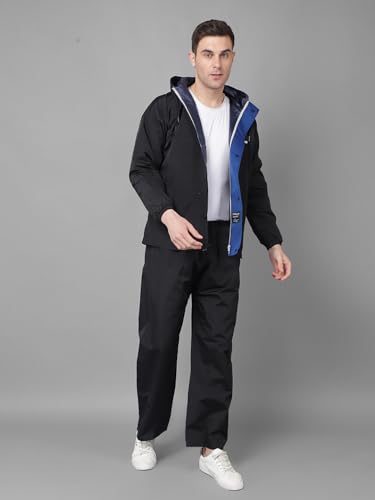 Image of Dollar Rainguard Men's PVC Full Sleeve Solid Reversible Sporty Raincoat Set With Adjustable Hood and Pocket