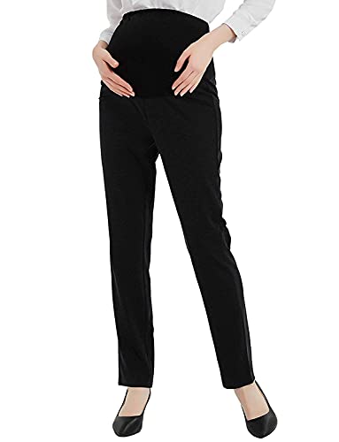 Bhome Maternity Work Long Pants Flattering Stretch Slim Fitted Trousers Black S #TOP10